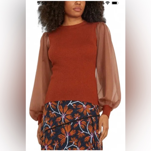 ULLA JOHNSON Sabrina Pullover In Redwood In Brown. Size Large - Picture 1 of 11
